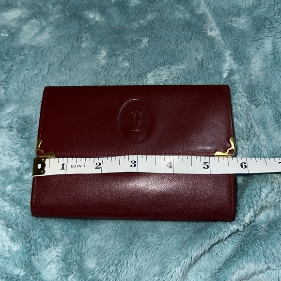Cartier Burgundy Tri Fold Wallet With Kiss Lock 💋 - Picture 13 of 15